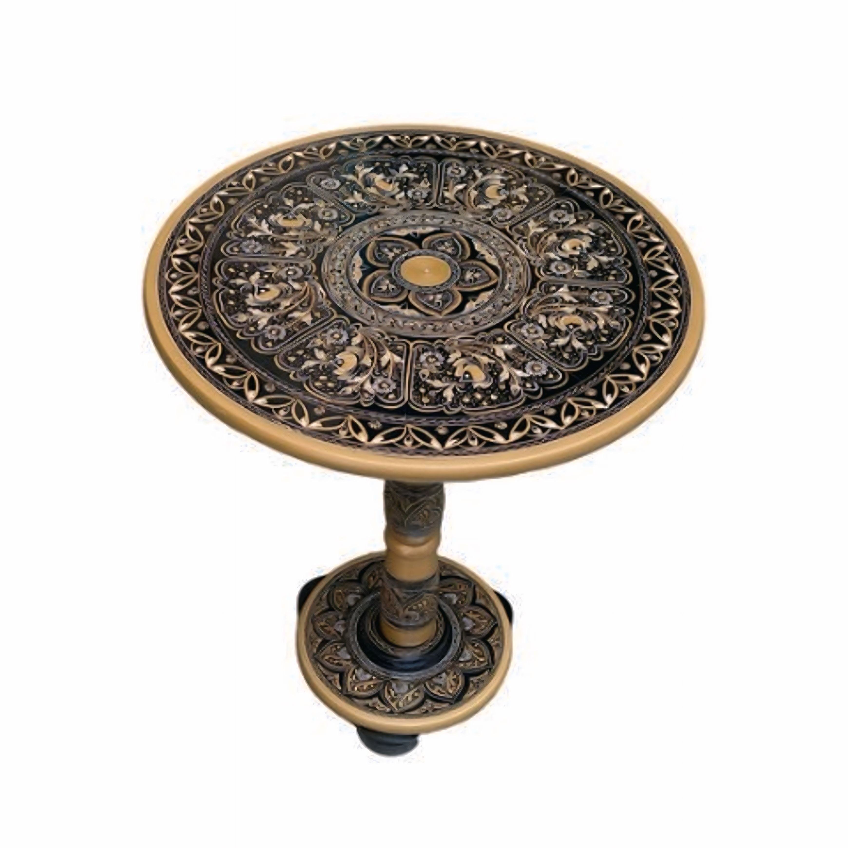 Handcrafted Naqshi Table with Brass Detailing  Elegant Umre Khayam Wooden Décor Piece  Luxury Side Table with Traditional Carving  Premium Naqshi Furniture for Home Décor  Artistic Umre Khayam Table Design