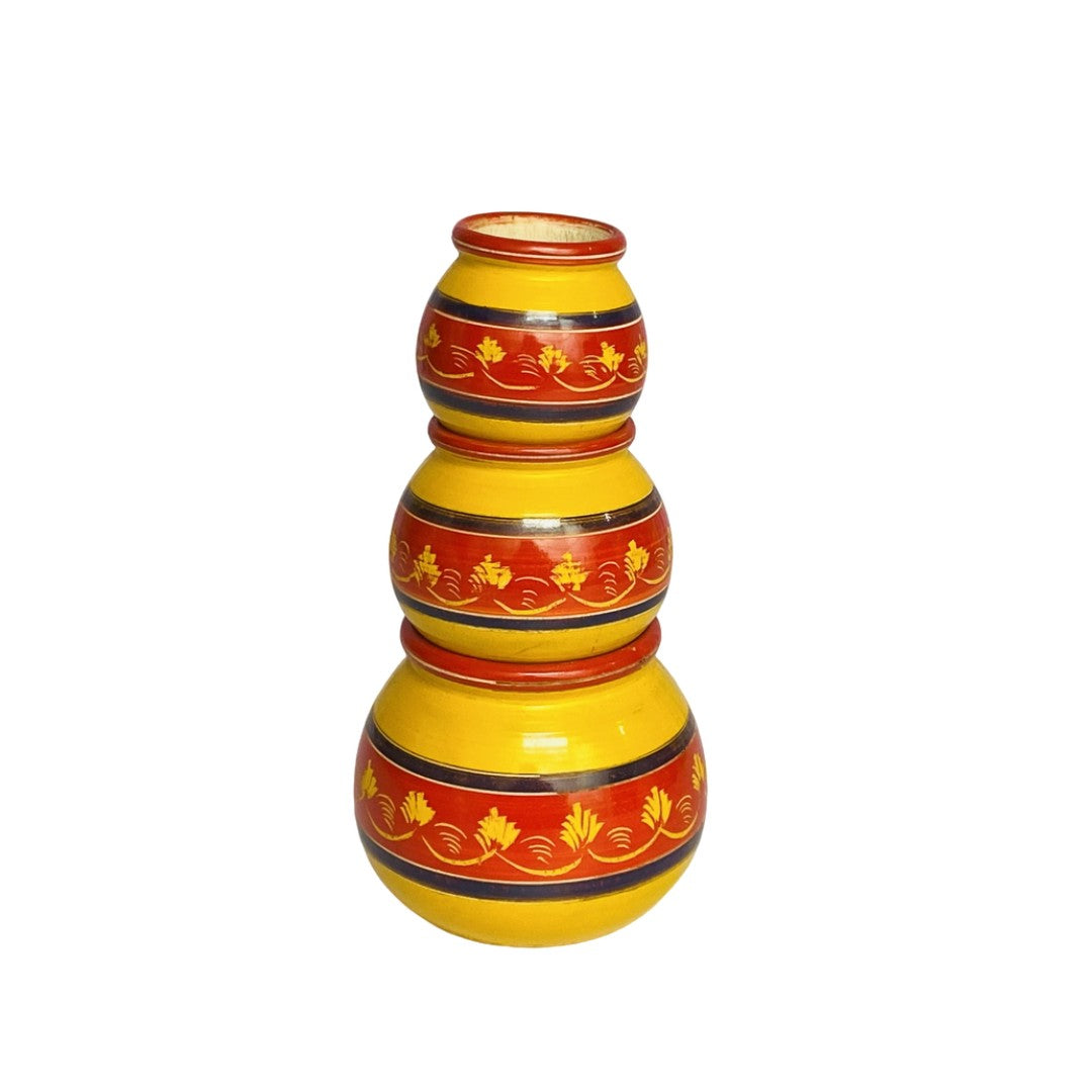 Traditional decorative Ghara set – handcrafted wooden pots for cultural home decor