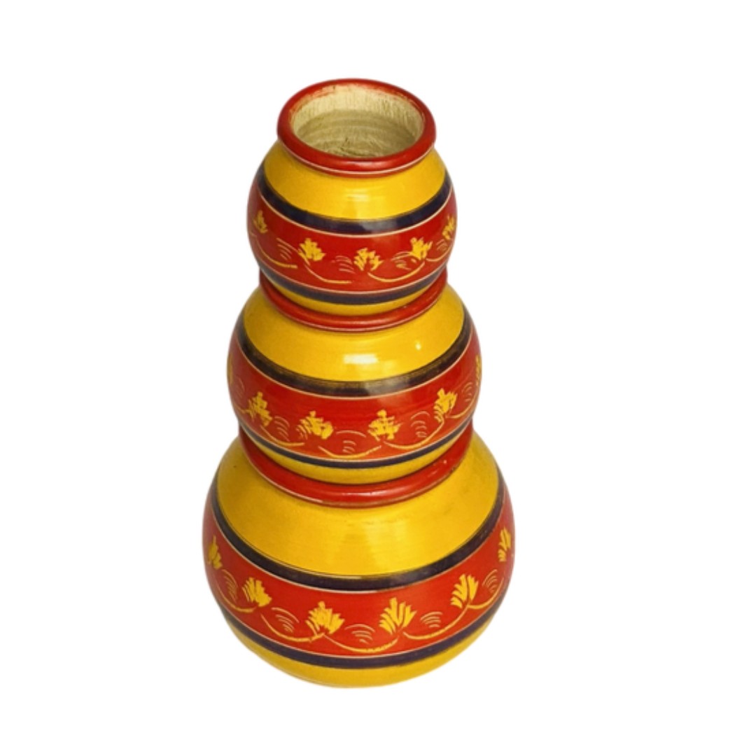 Traditional decorative Ghara set – handcrafted wooden pots for cultural home decor