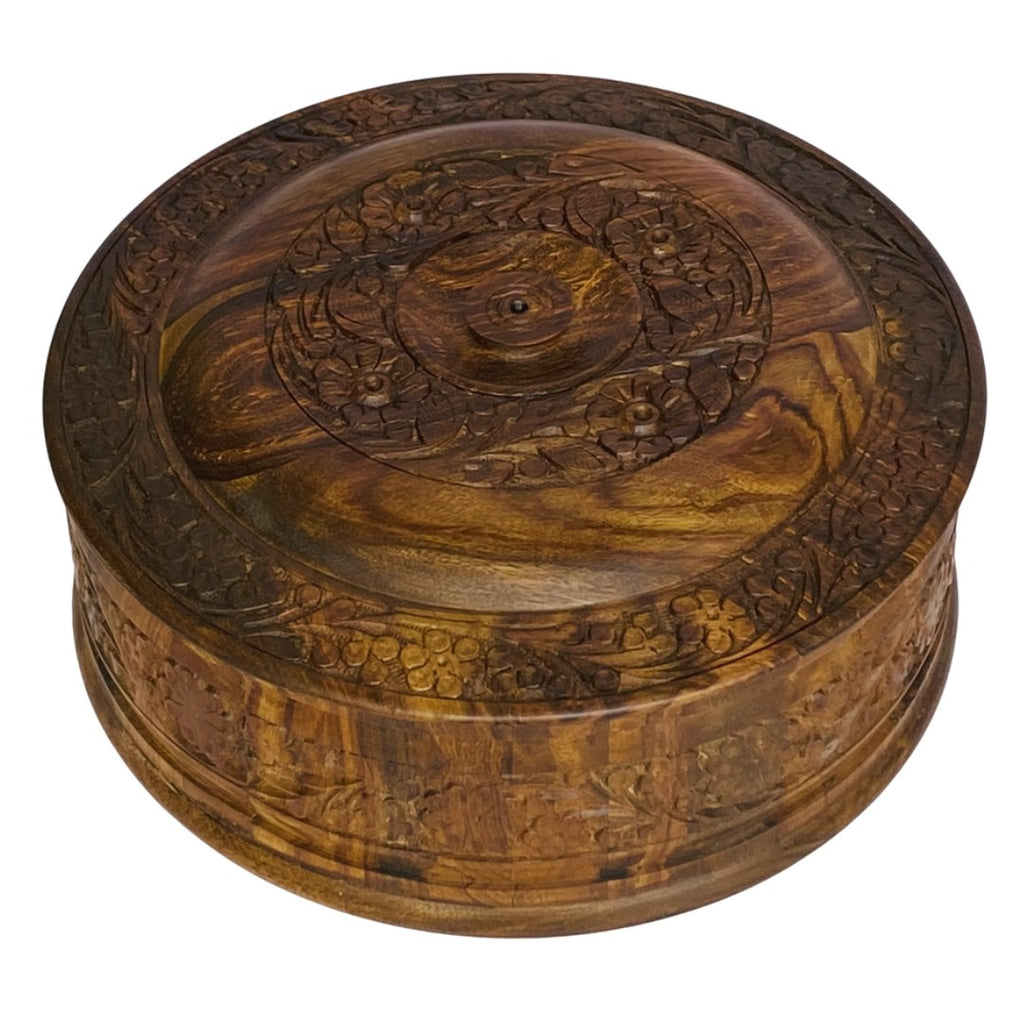 Hand-carved wooden hotpot – elegant food server with premium craftsmanship. 