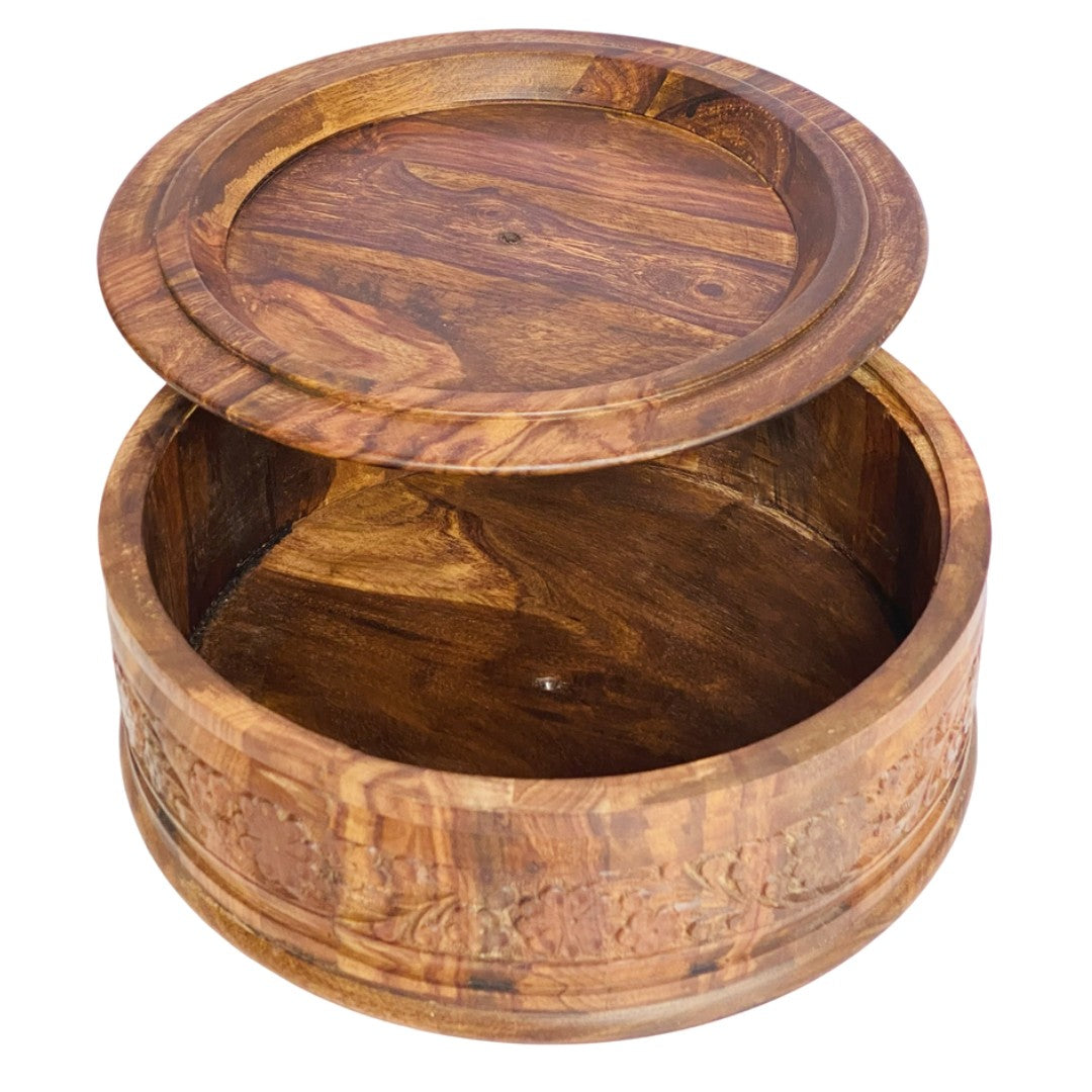 Hand-carved wooden hotpot – elegant food server with premium craftsmanship.