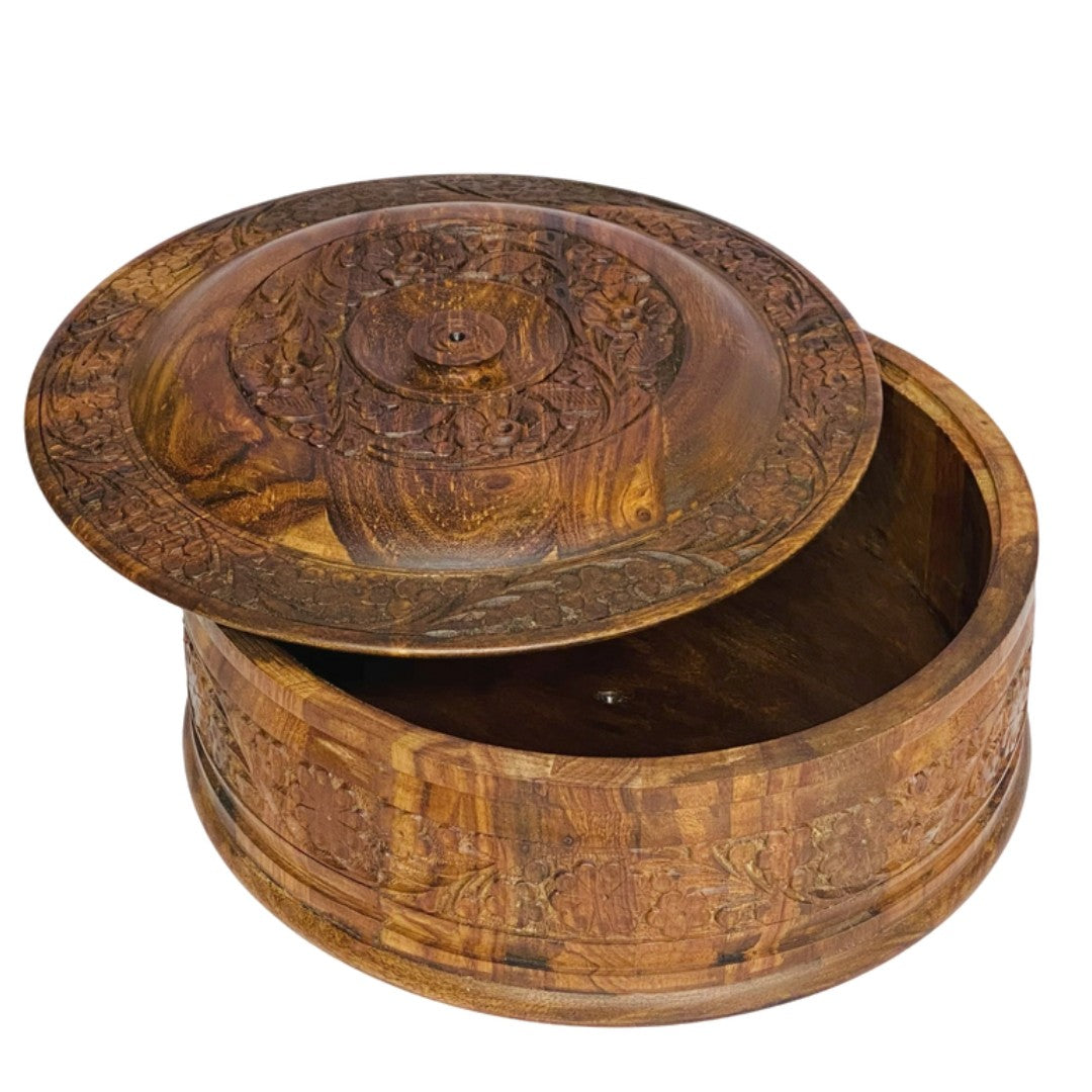 Hand-carved wooden hotpot – elegant food server with premium craftsmanship.