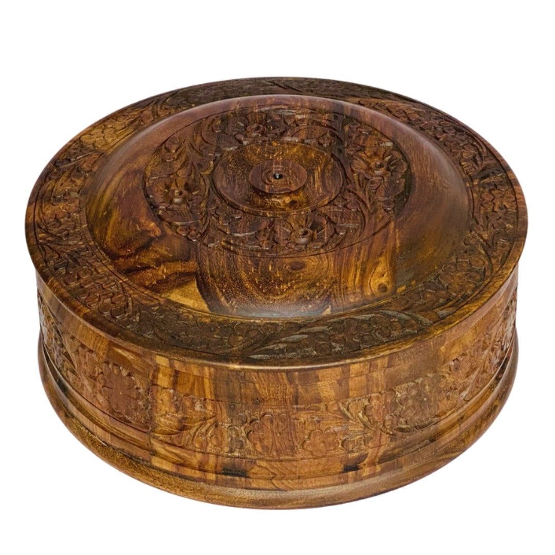 Hand-carved wooden hotpot – elegant food server with premium craftsmanship.
