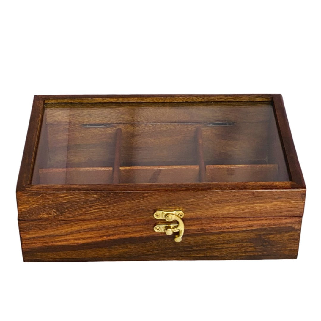 Elegant wooden dry fruit box with multiple compartments – perfect for serving and storage