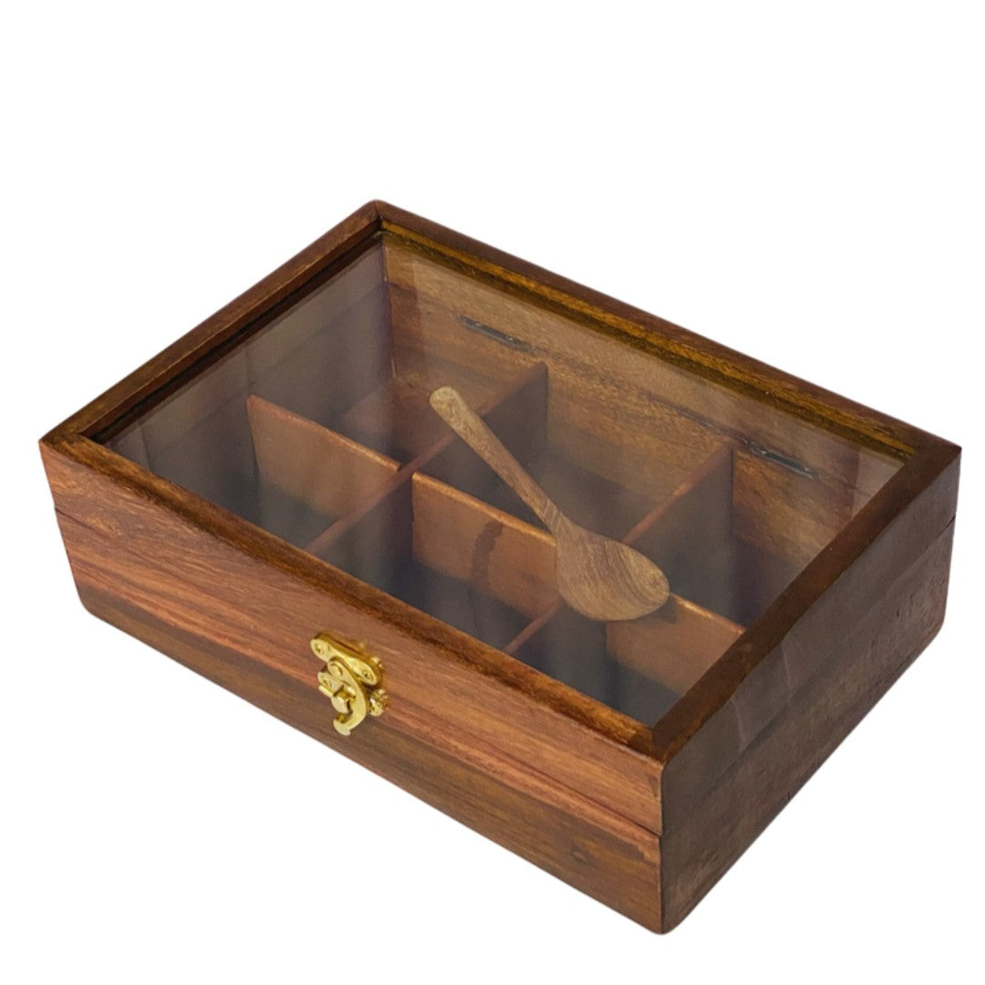 Elegant wooden dry fruit box with multiple compartments – perfect for serving and storage