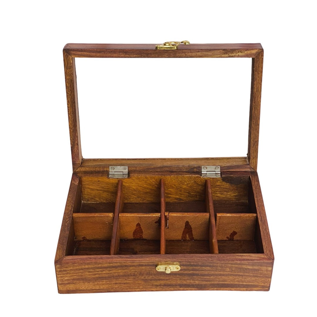 Elegant wooden dry fruit box with multiple compartments – perfect for serving and storage