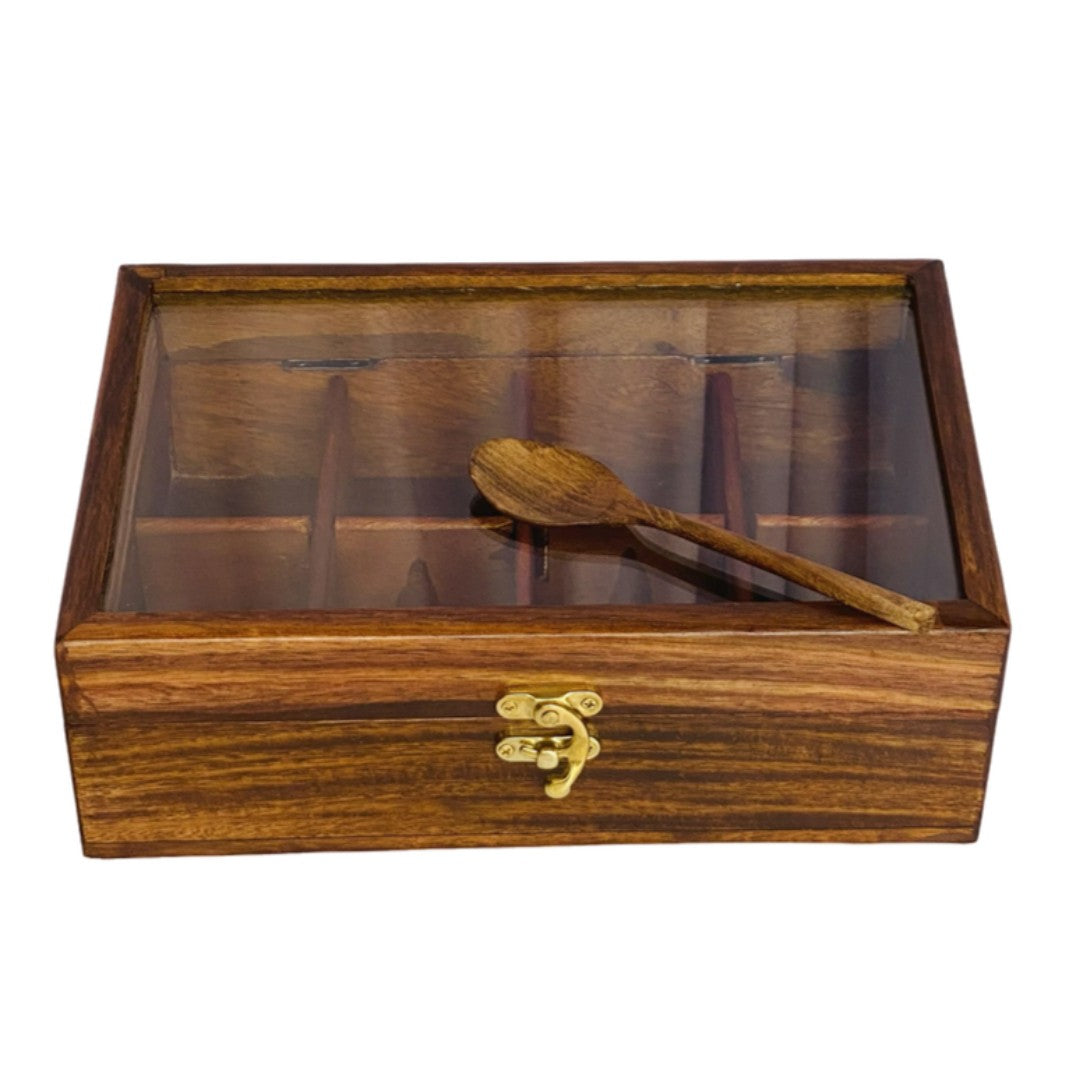 Elegant wooden dry fruit box with multiple compartments – perfect for serving and storage