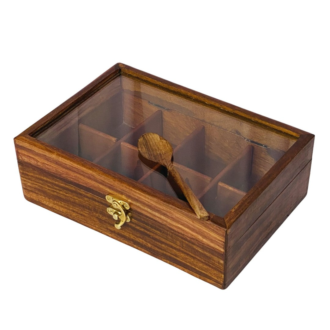 Elegant wooden dry fruit box with multiple compartments – perfect for serving and storage