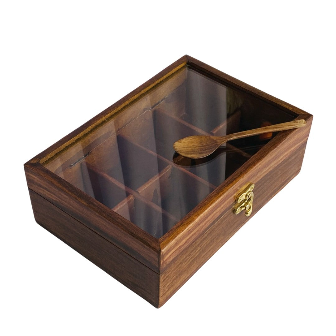 Elegant wooden dry fruit box with multiple compartments – perfect for serving and storage