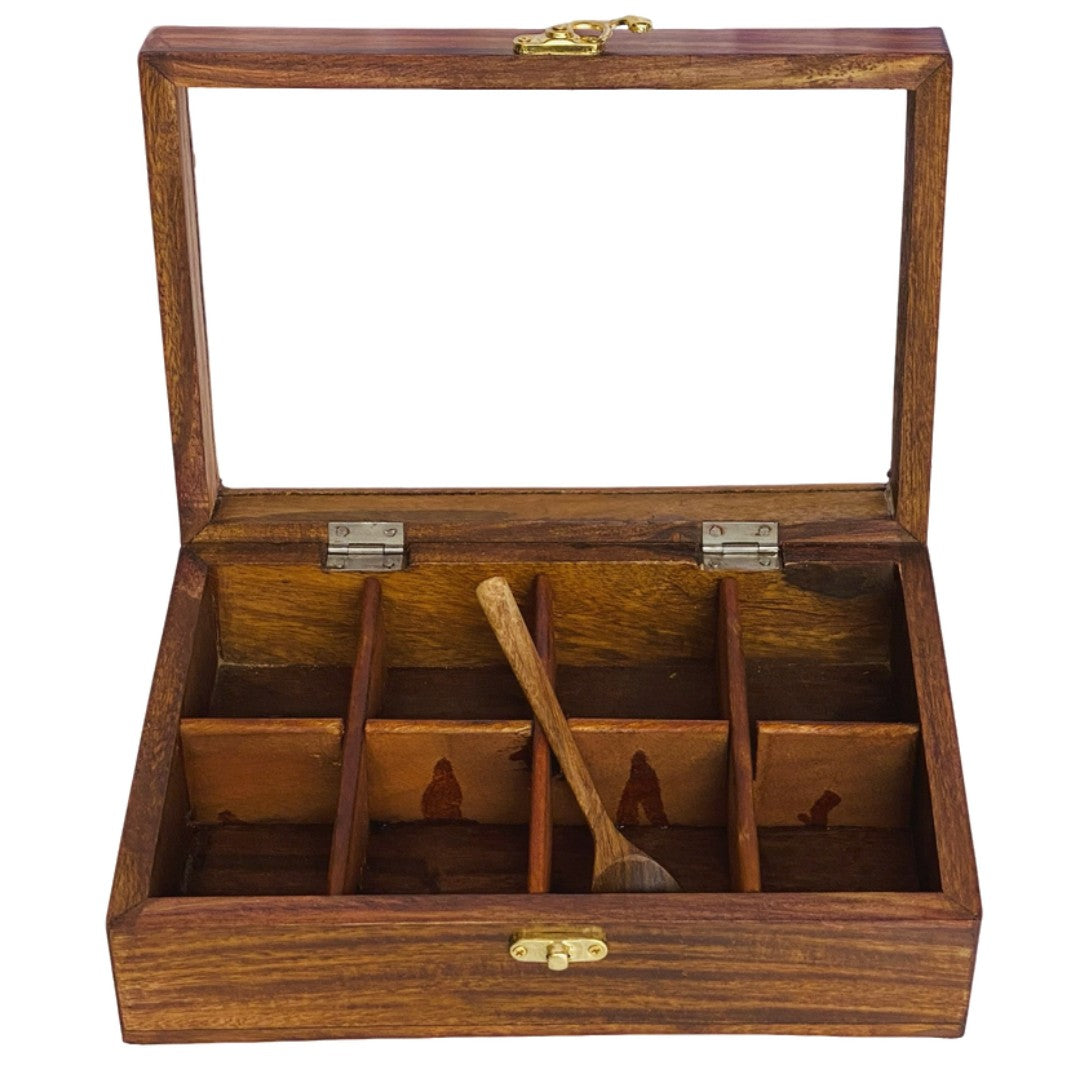 Elegant wooden dry fruit box with multiple compartments – perfect for serving and storage
