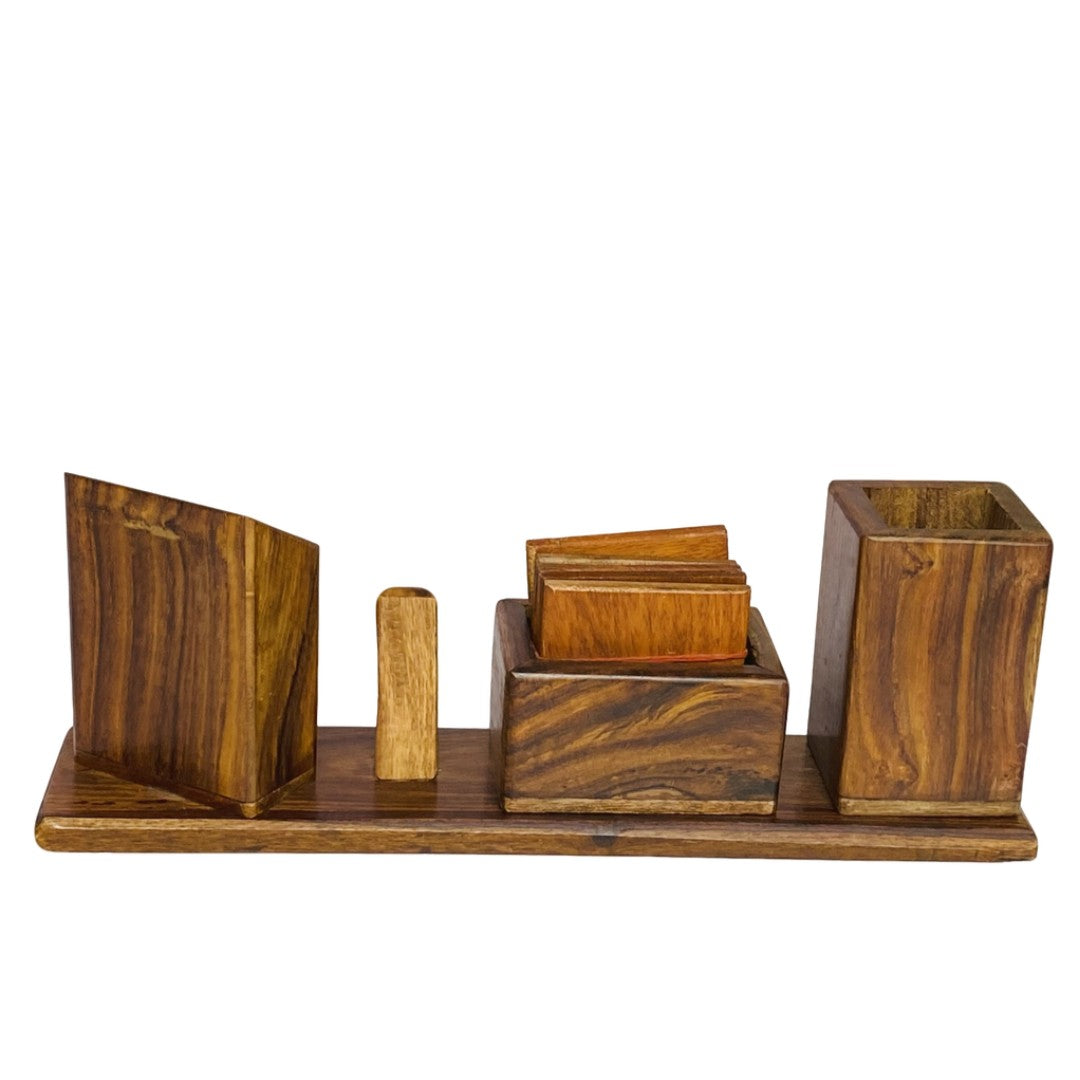 Elegant wooden office set – premium desk organizer with multiple compartments