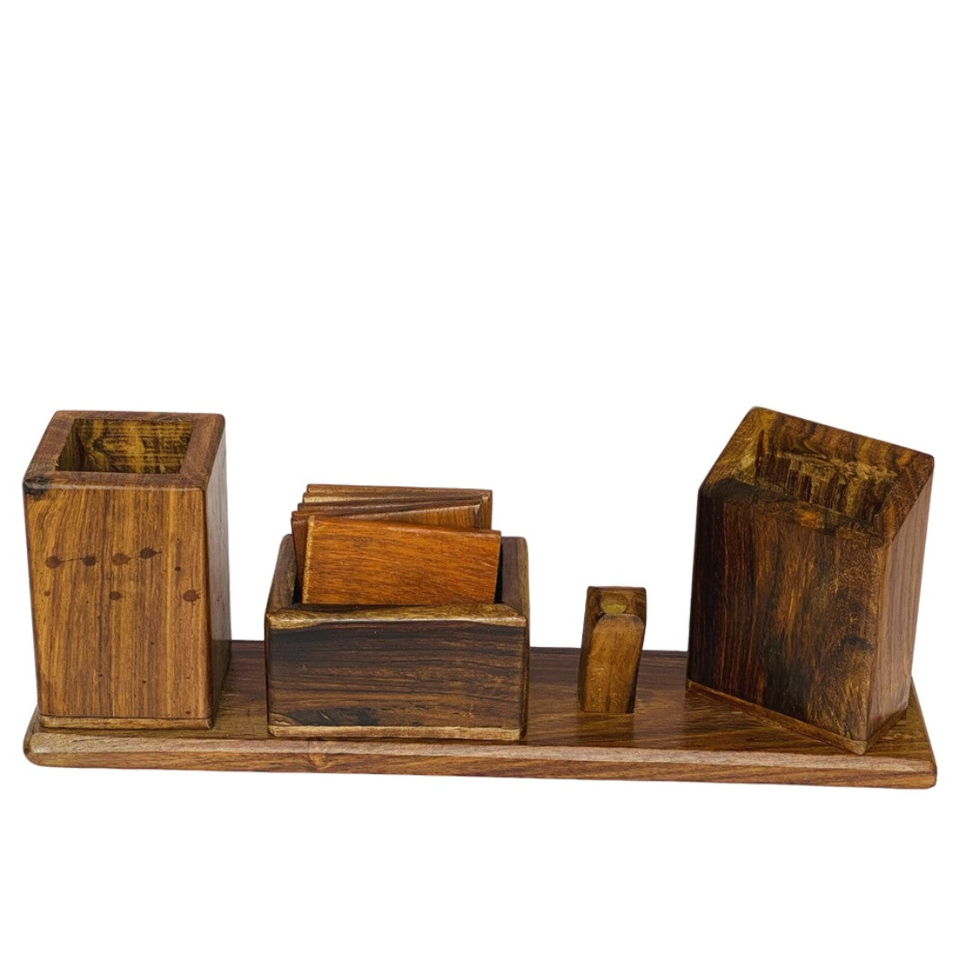 Elegant wooden office set – premium desk organizer with multiple compartments