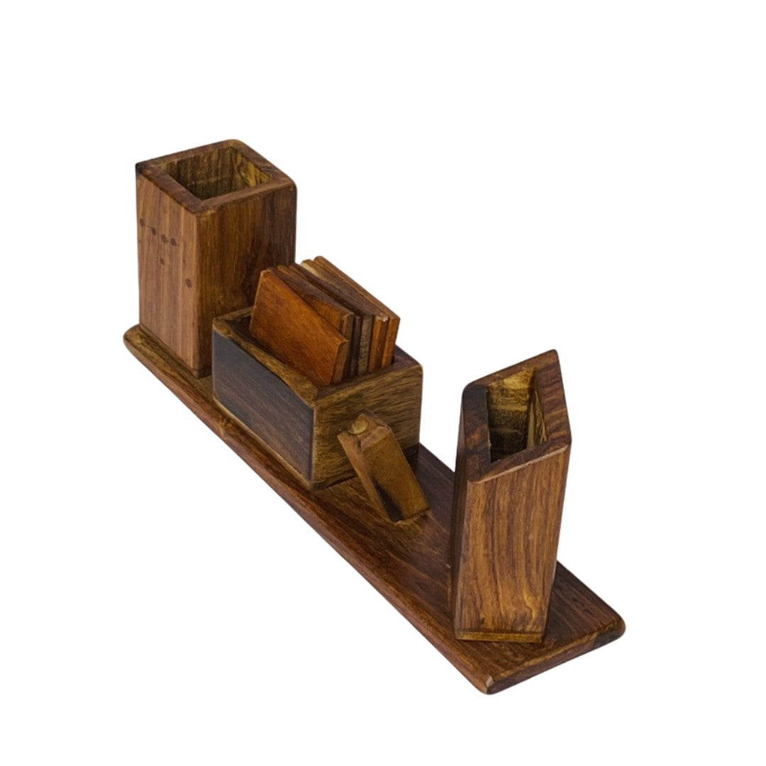 Elegant wooden office set – premium desk organizer with multiple compartments
