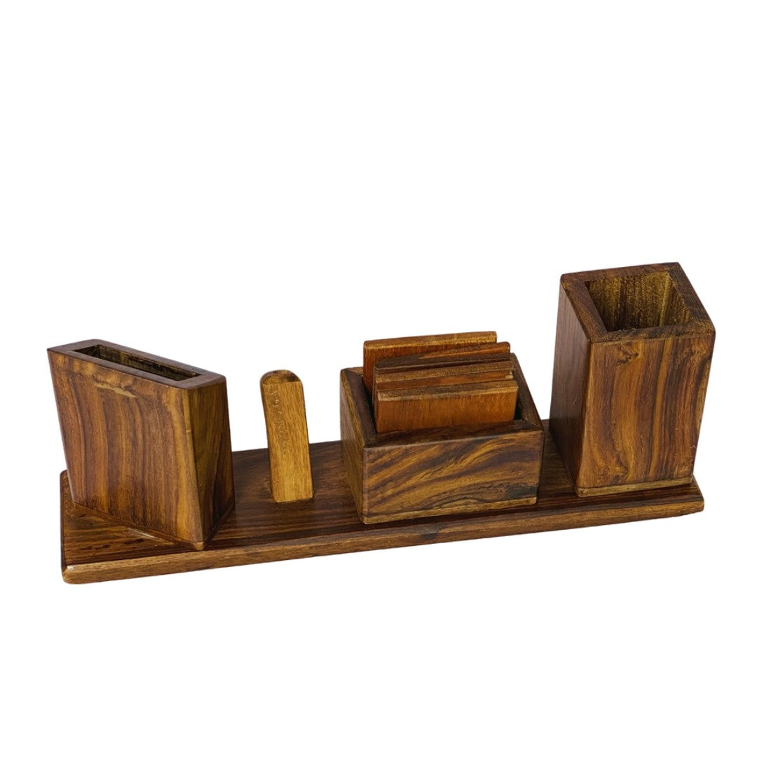 Elegant wooden office set – premium desk organizer with multiple compartments