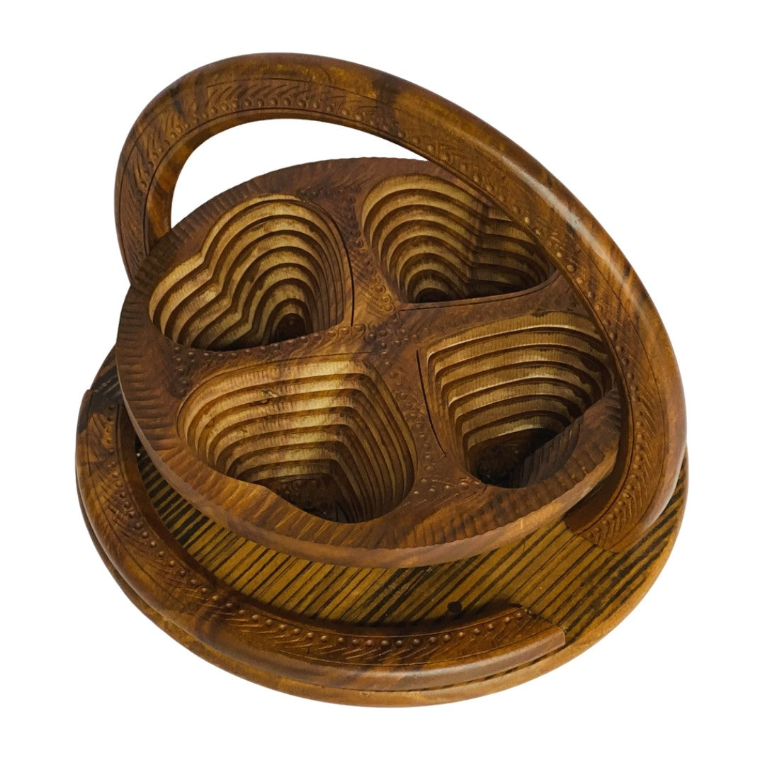 Elegant wooden dry fruit tray – handcrafted serving tray for snacks and dry fruits.