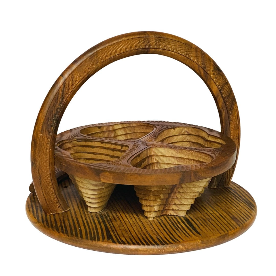 Elegant wooden dry fruit tray – handcrafted serving tray for snacks and dry fruits.