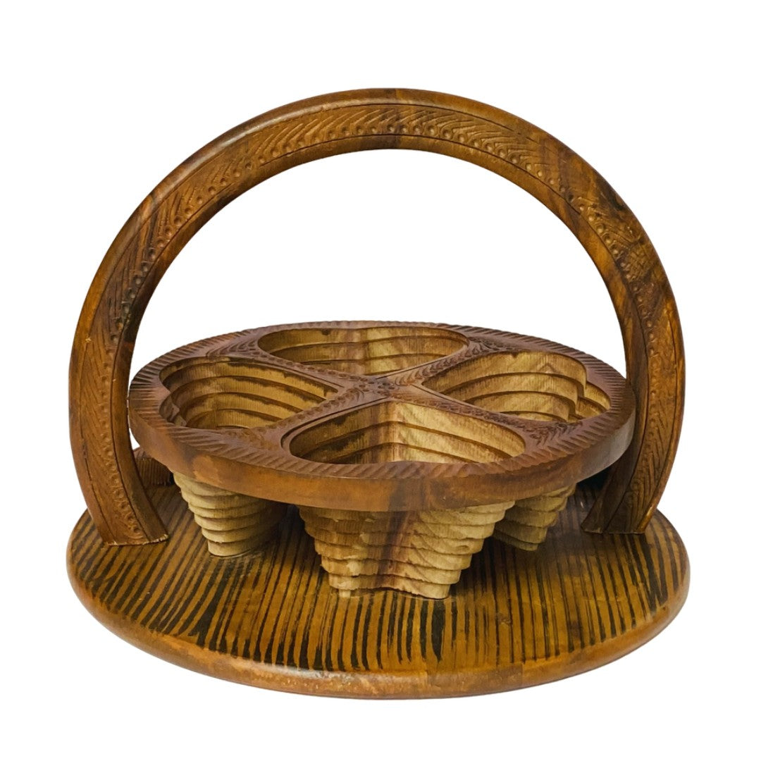 Elegant wooden dry fruit tray – handcrafted serving tray for snacks and dry fruits.