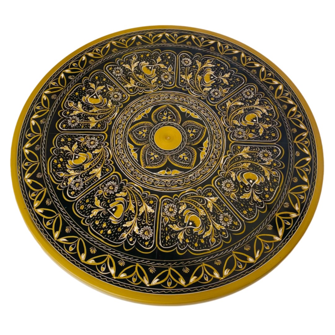 Handcrafted Naqshi wooden table – intricately carved traditional furniture piece.