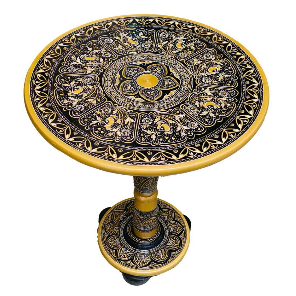 Handcrafted Naqshi wooden table – intricately carved traditional furniture piece.