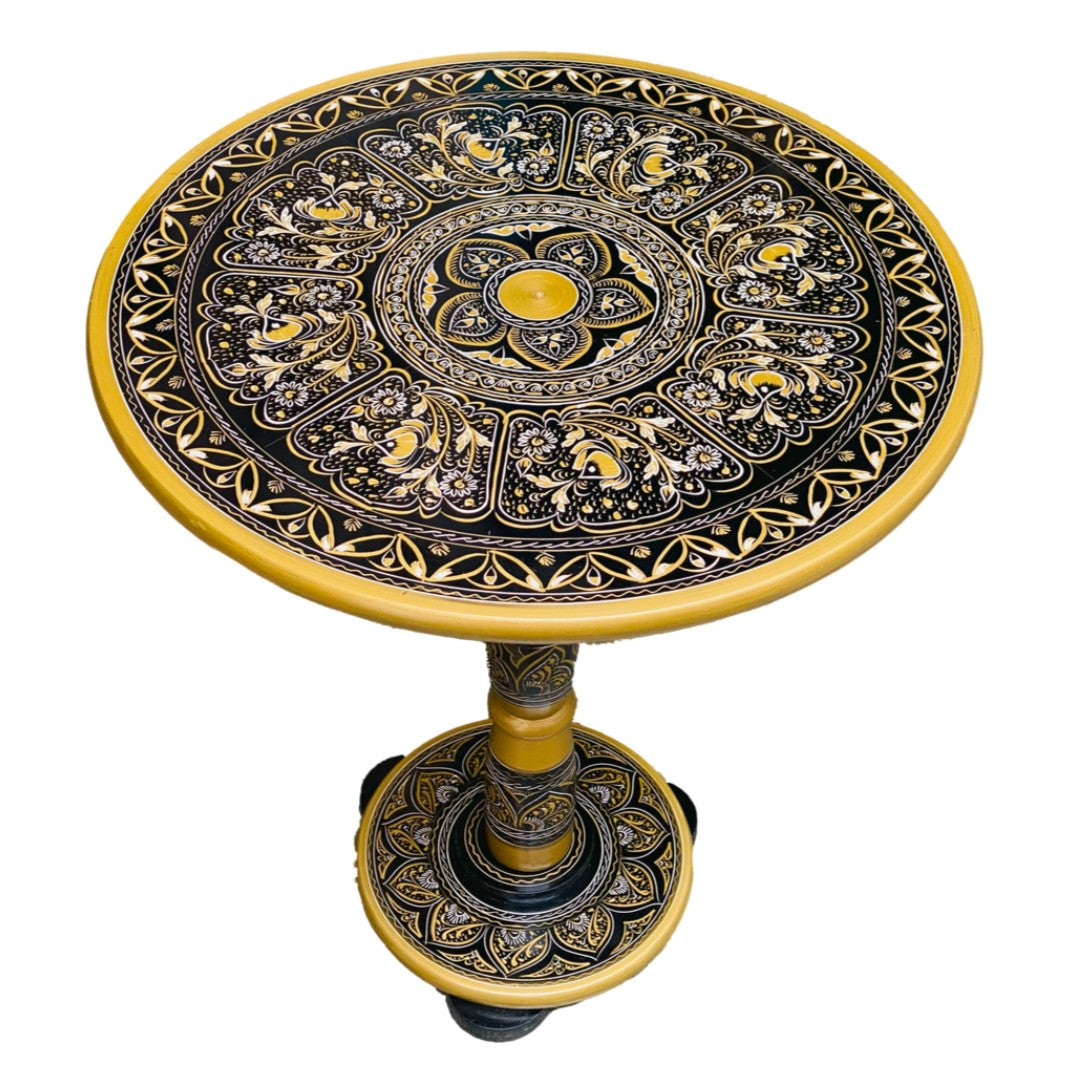 Handcrafted Naqshi wooden table – intricately carved traditional furniture piece.