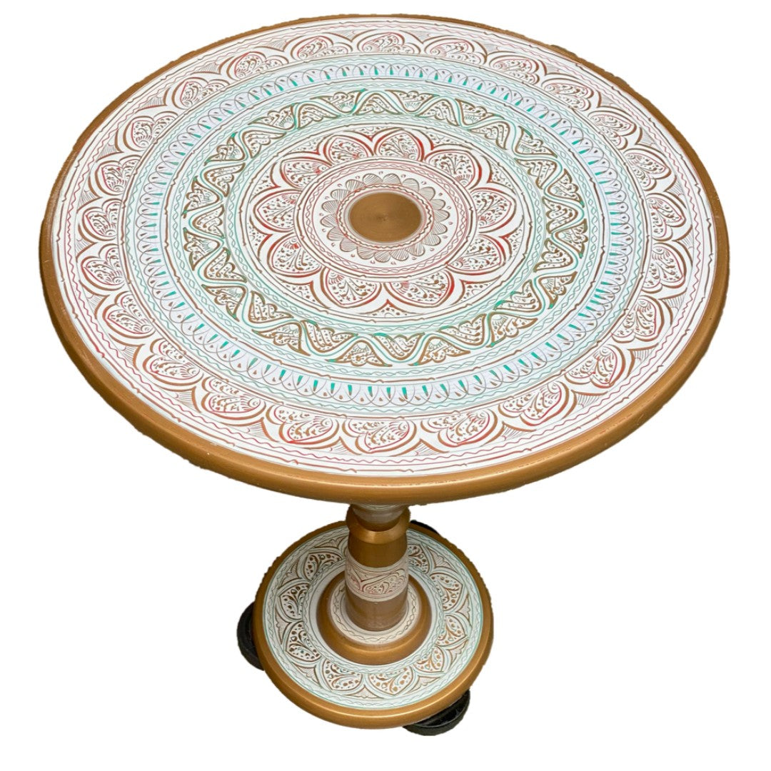 Handcrafted Naqshi wooden table – intricately carved traditional furniture piece.