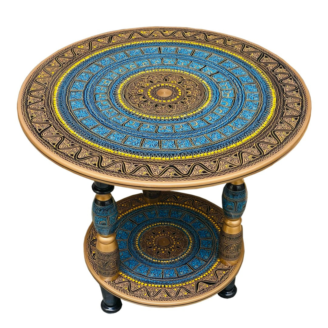 Handcrafted Naqshi wooden table with Umre Khayam design – elegant traditional furniture.