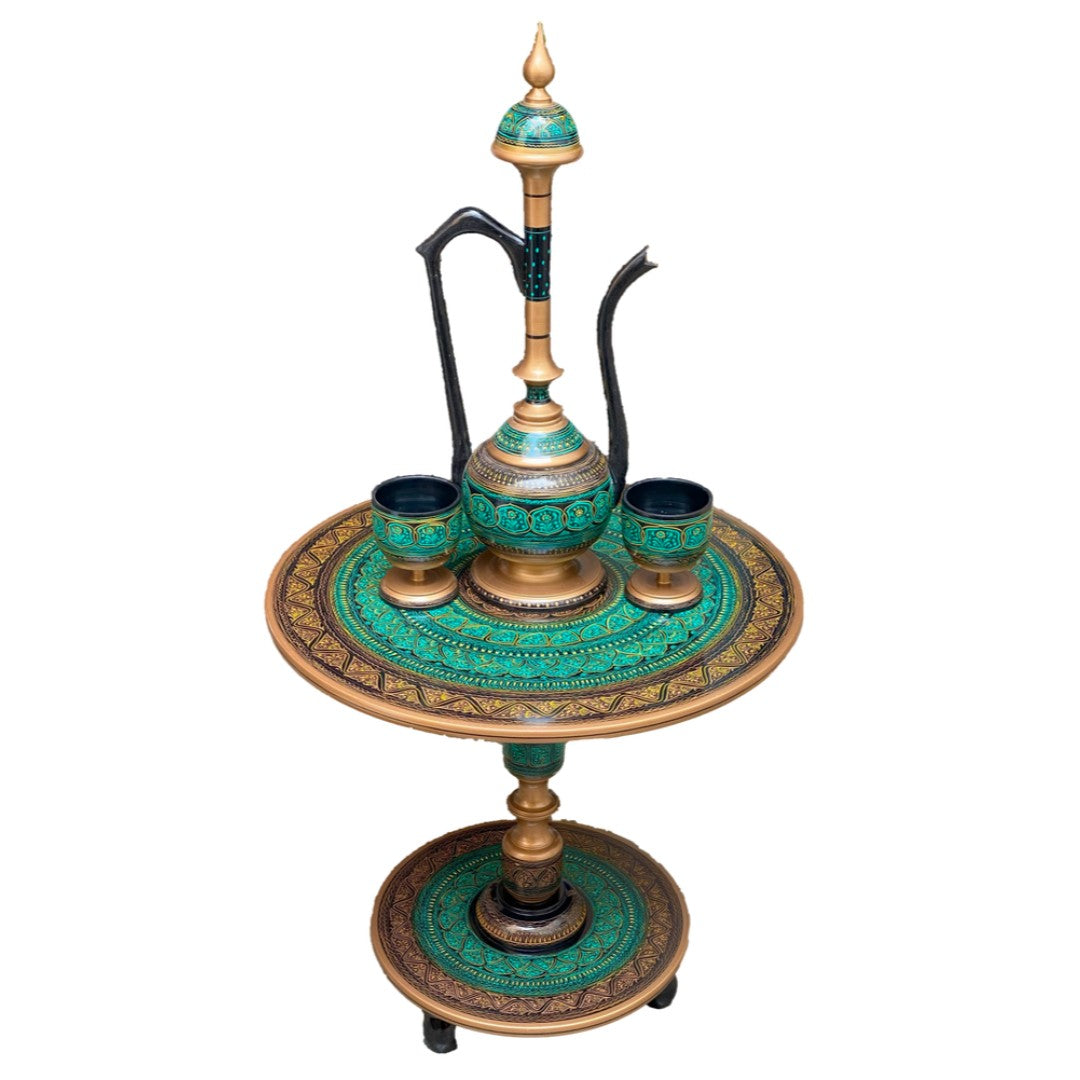 Handcrafted Naqshi wooden table with Umre Khayam design – elegant traditional furniture.
