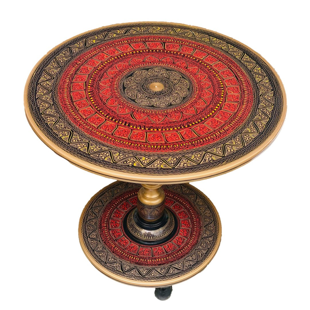 Handcrafted Naqshi wooden table with Umre Khayam design – elegant traditional furniture.