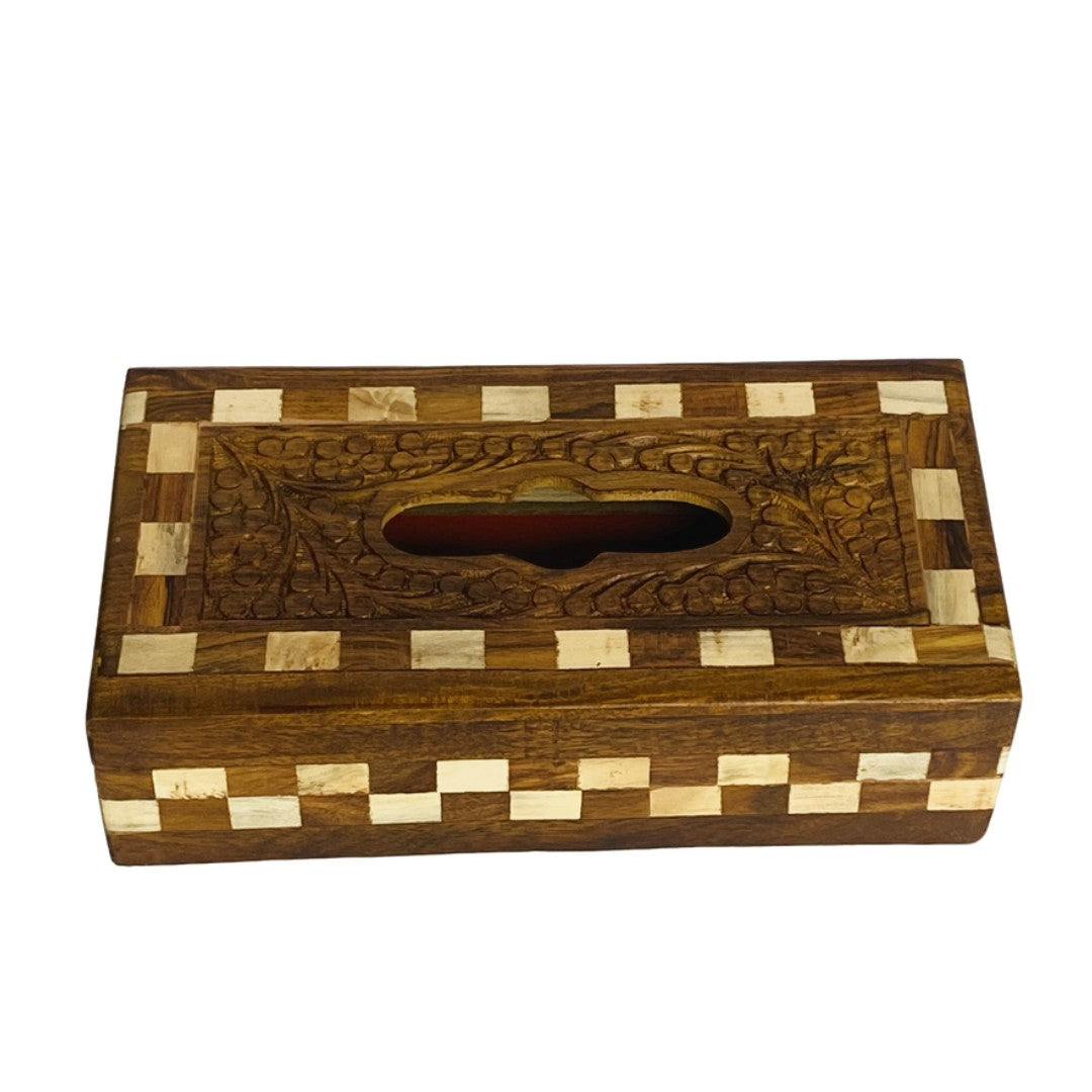 Wooden contrast tissue box – elegant handcrafted holder with dual-tone design.