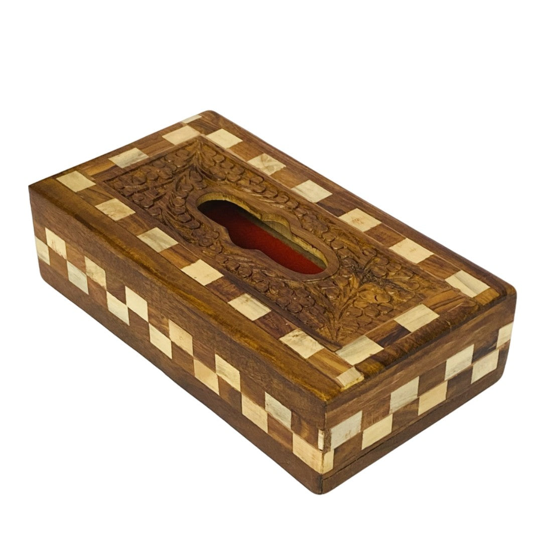 Wooden contrast tissue box – elegant handcrafted holder with dual-tone design.