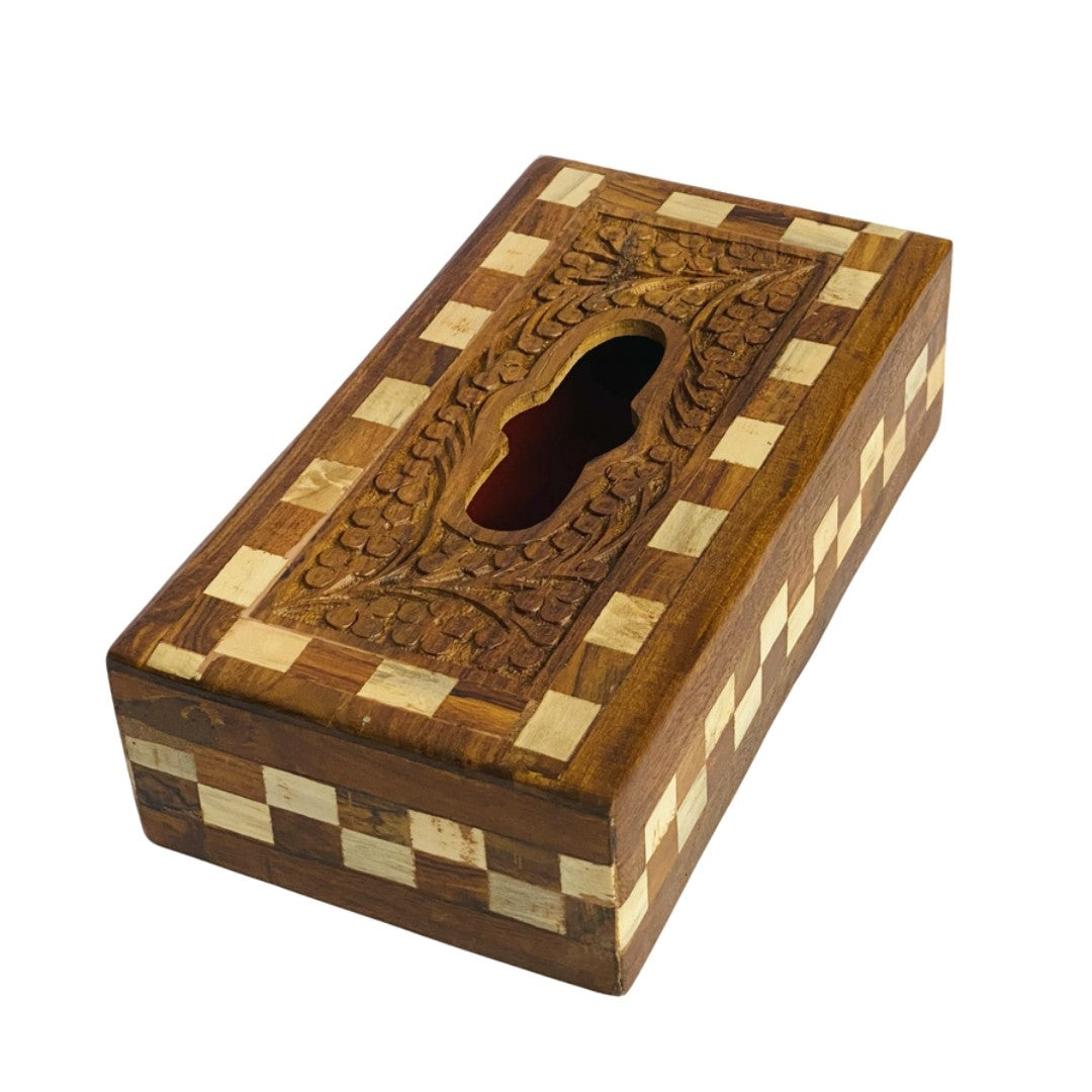 Wooden contrast tissue box – elegant handcrafted holder with dual-tone design.