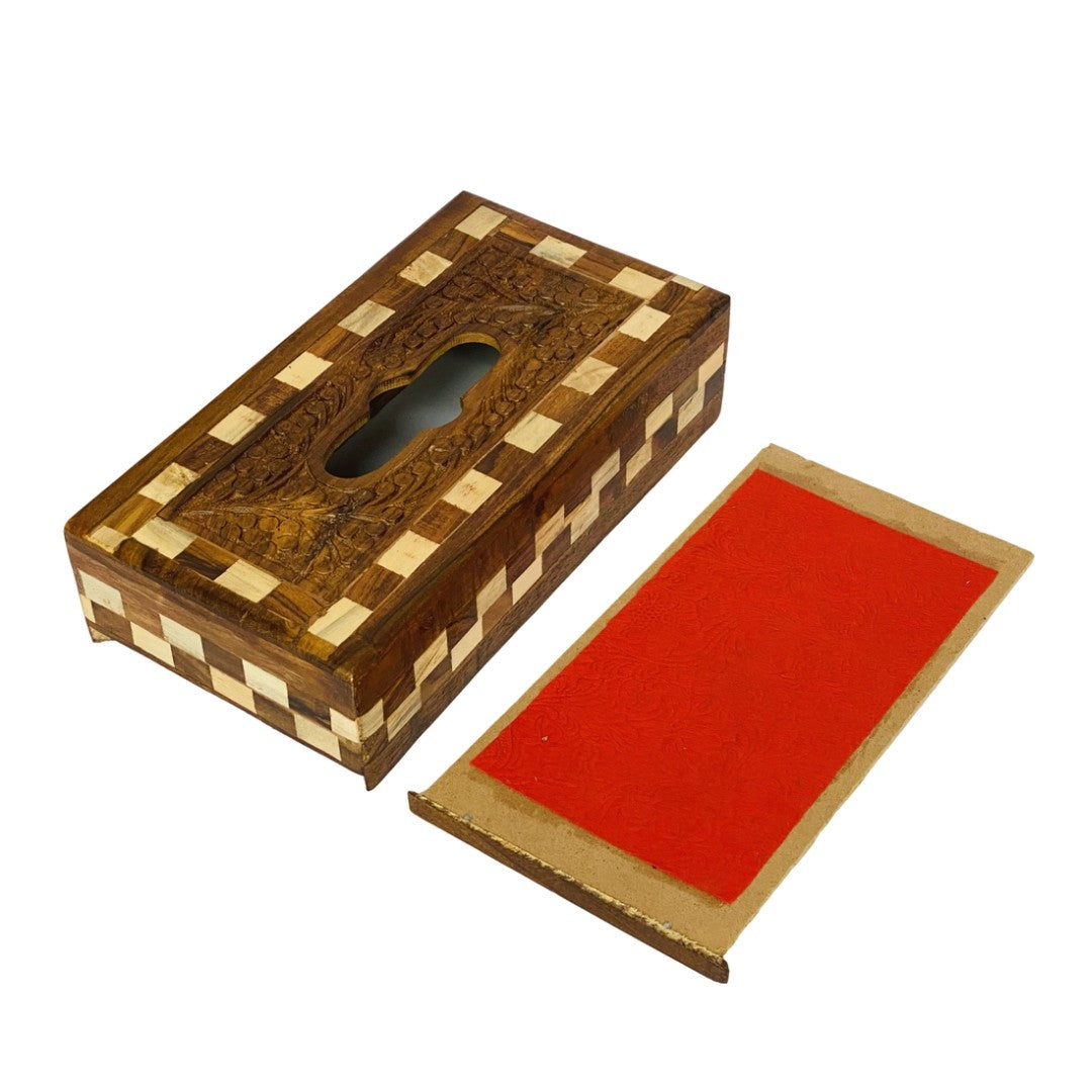 Wooden contrast tissue box – elegant handcrafted holder with dual-tone design.