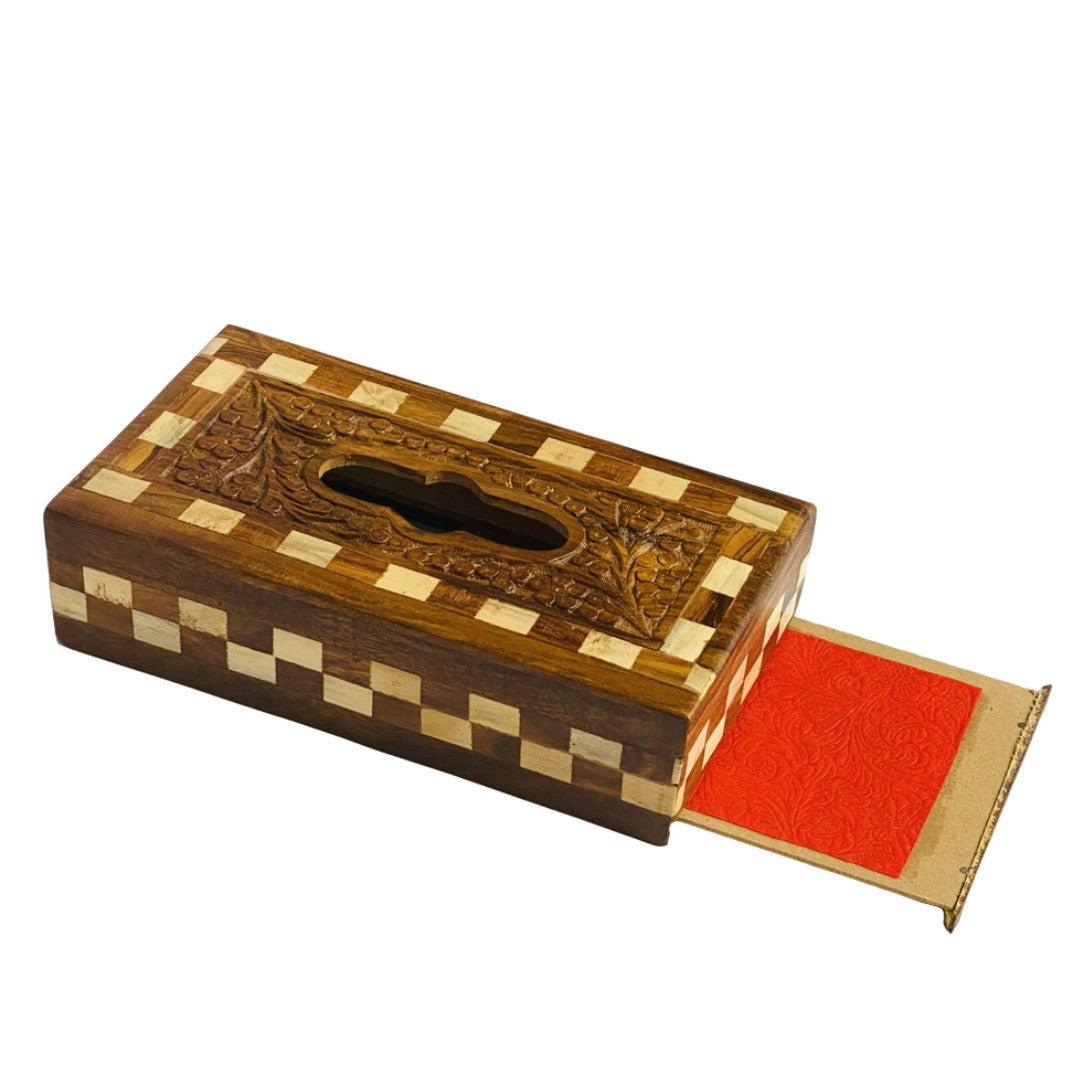 Wooden contrast tissue box – elegant handcrafted holder with dual-tone design.
