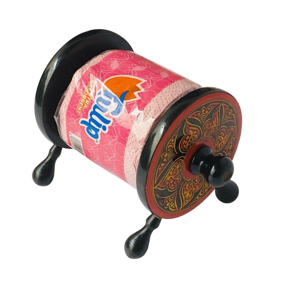Wooden tissue roll holder – elegant handcrafted design for home and office use.