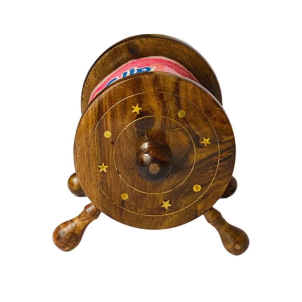 Wooden tissue roll holder – elegant handcrafted design for home and office use.