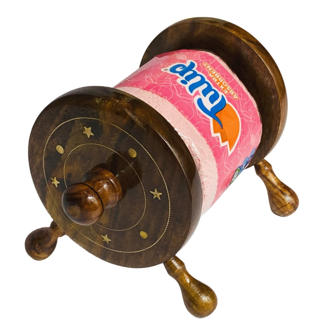 Wooden tissue roll holder – elegant handcrafted design for home and office use.