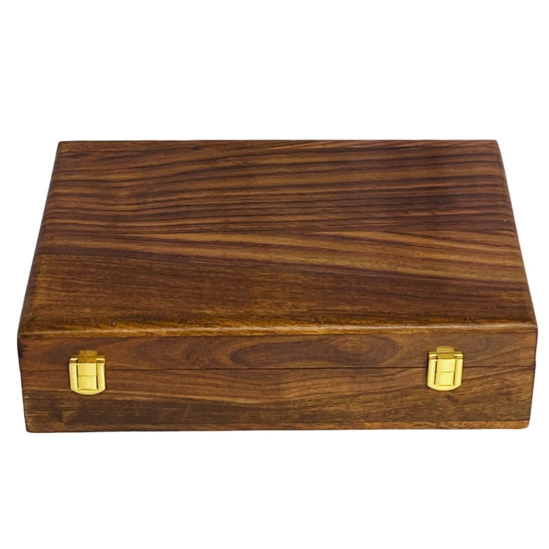 Premium wooden watch box with polished wood top for ten watches – elegant storage organizer.