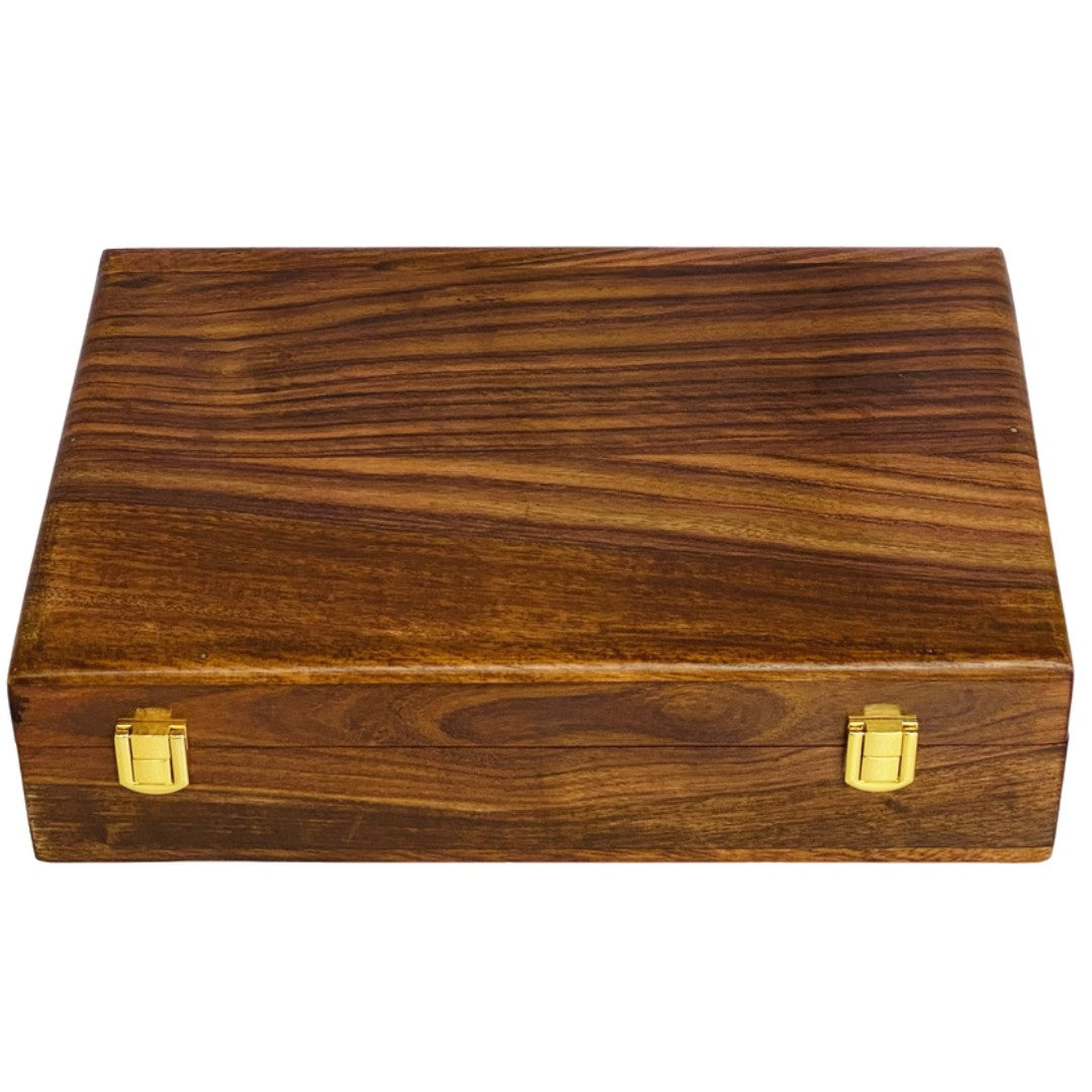Premium wooden watch box with polished wood top for ten watches – elegant storage organizer.