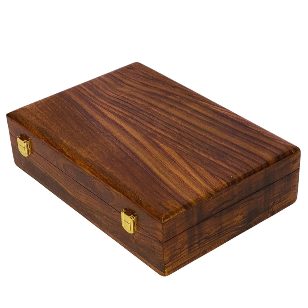 Premium wooden watch box with polished wood top for ten watches – elegant storage organizer.