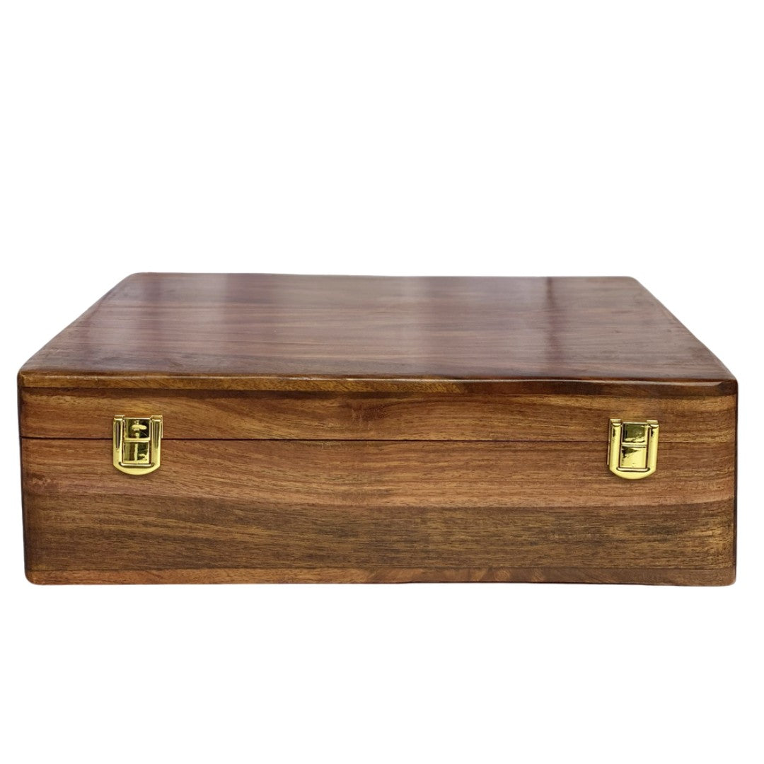 Luxury wooden watch box with polished wood top for 15 watches – premium organizer case.